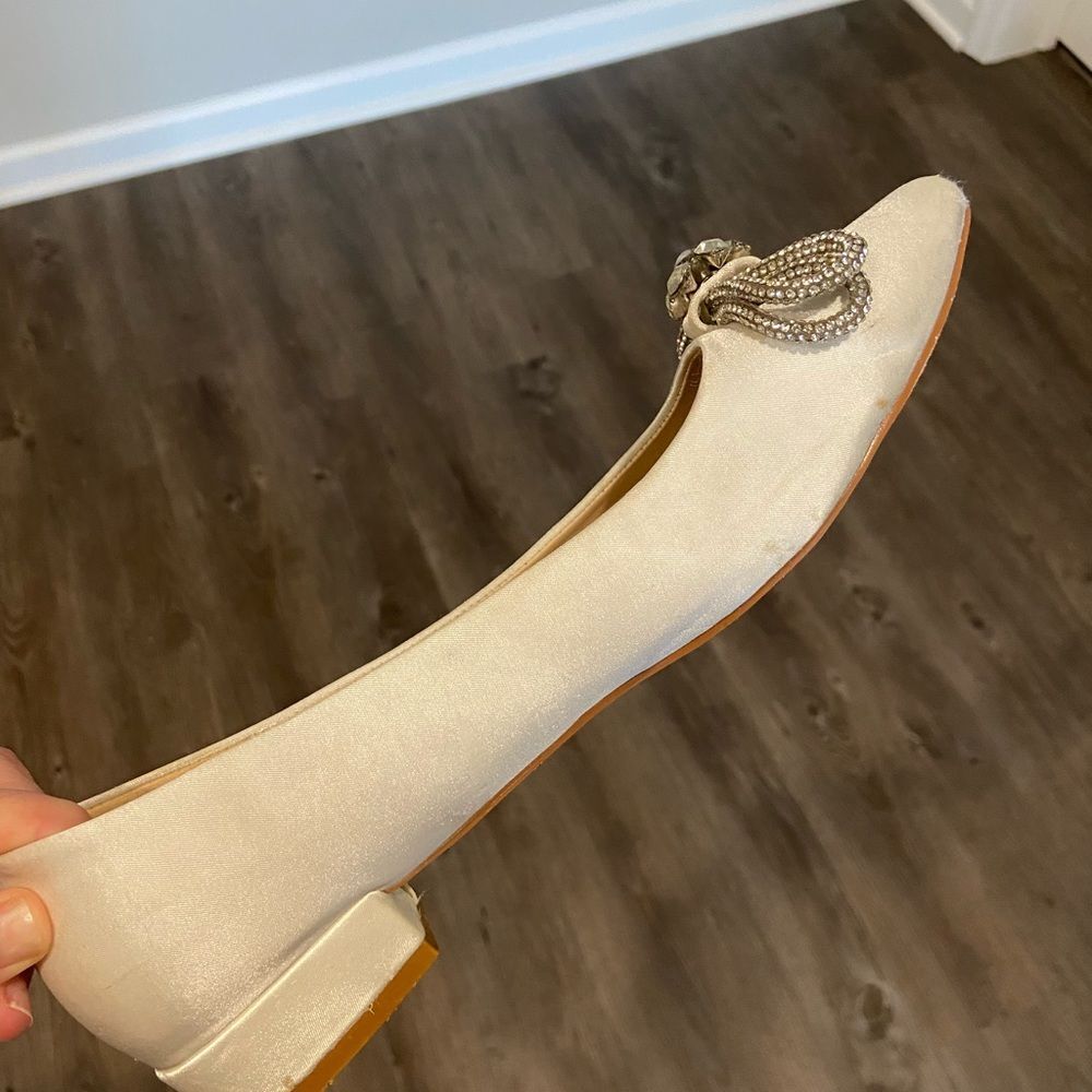 Be Mine by ASOS embellished Satin finish Bridal Flats Ivory - Picture 2 of 6